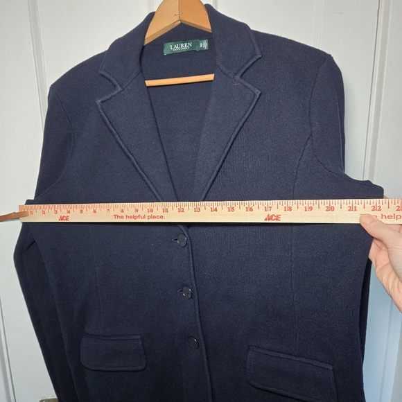 Lauren Ralph Lauren Sweater Knit Blazer Notch Collar 3 Button Old Money Size XL - Picture 11 of 11